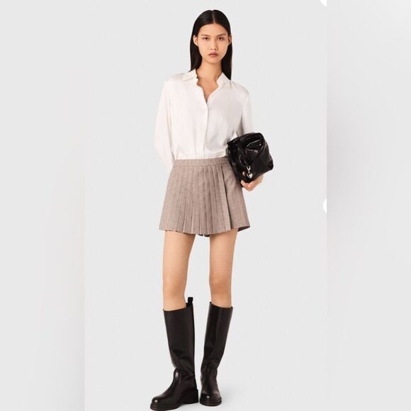 Maje Pearl White Silk Shirt Collared Button Down Blouse Classic Sz 2 US M - Picture 4 of 16